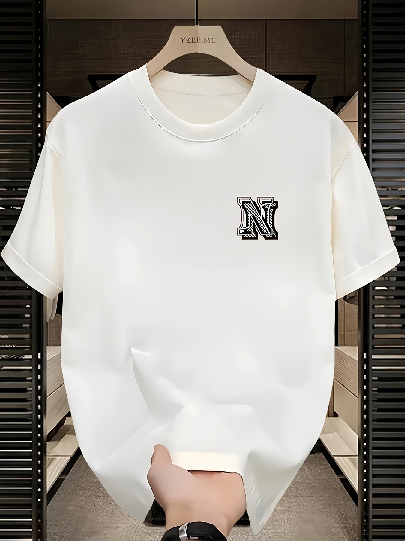 Men’s 190gsm Cotton T-Shirt – Relaxed Fit Basketball Graphic Tee with White & Black Print – Casual Streetwear